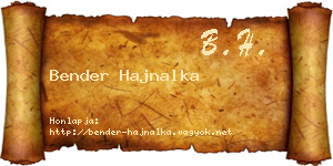 Bender Hajnalka névjegykártya